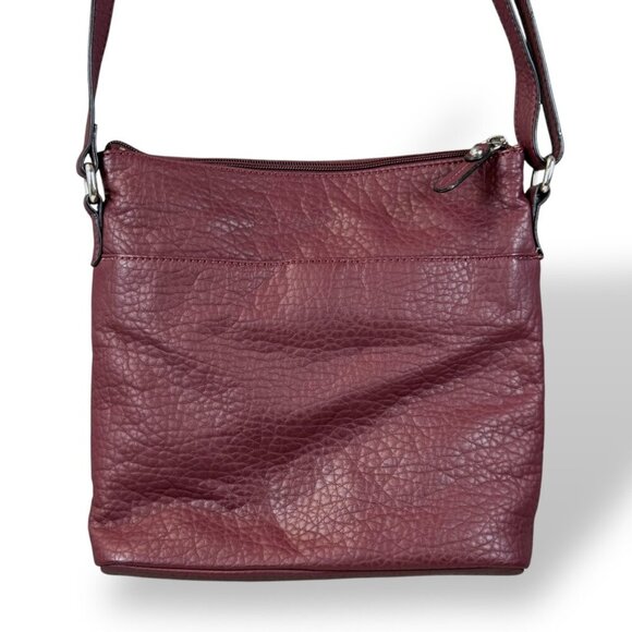 Giani Bernini Pebble Crossbody Bag Wine Tripple Zip Multi Pocket Adjustable Purs - Picture 13 of 14